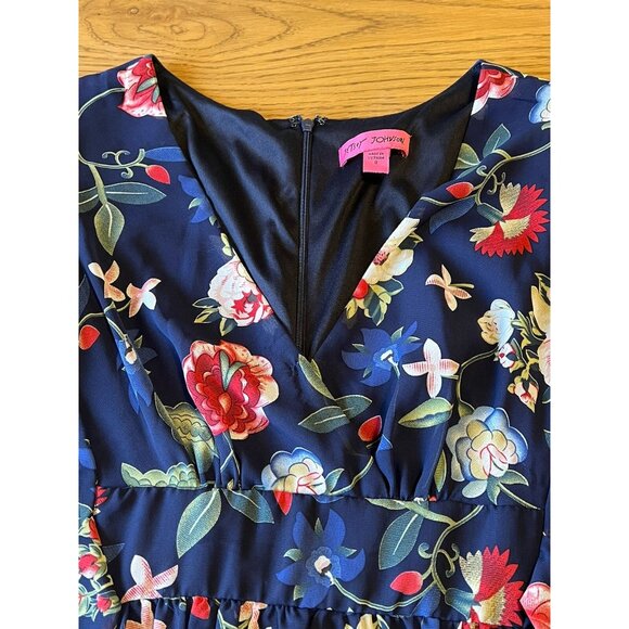 Betsy Johnson Mini Dress Floral Print Long Bell Sleeves Size 8 City Cottagecore - Picture 14 of 16